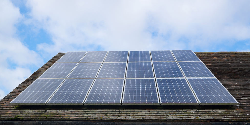 Solar panels on roof